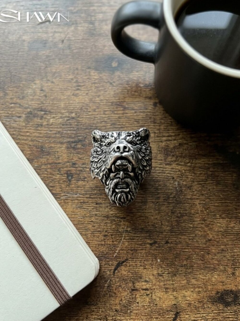 Mens Viking Bear Warrior Biker Ring